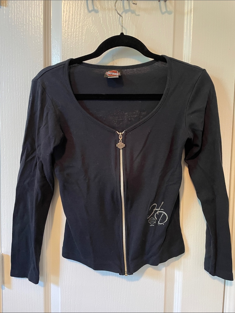 Harley-Davidson Black Women's Zip-Front Fitted Top